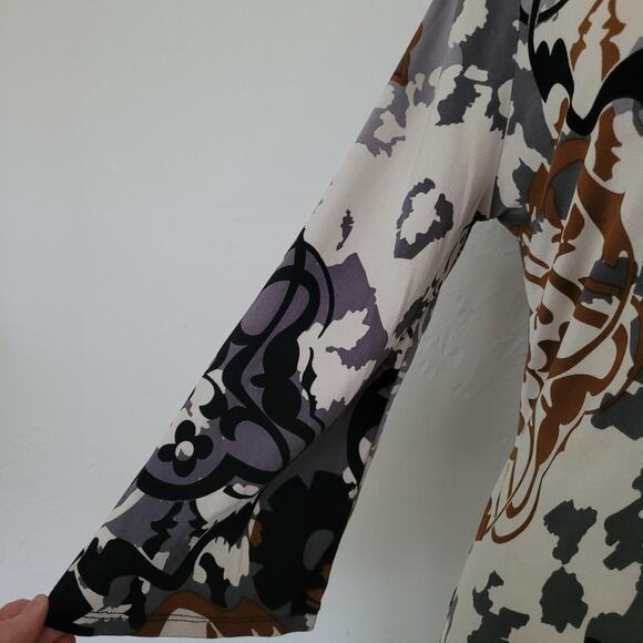 Hale Bob 100% Silk Knit Embellished V-Neck Long Sleeve Dress - Size Medium - Picture 4 of 8